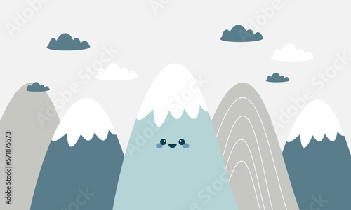 Hand Drawn Cute Mountain Vector Illustration