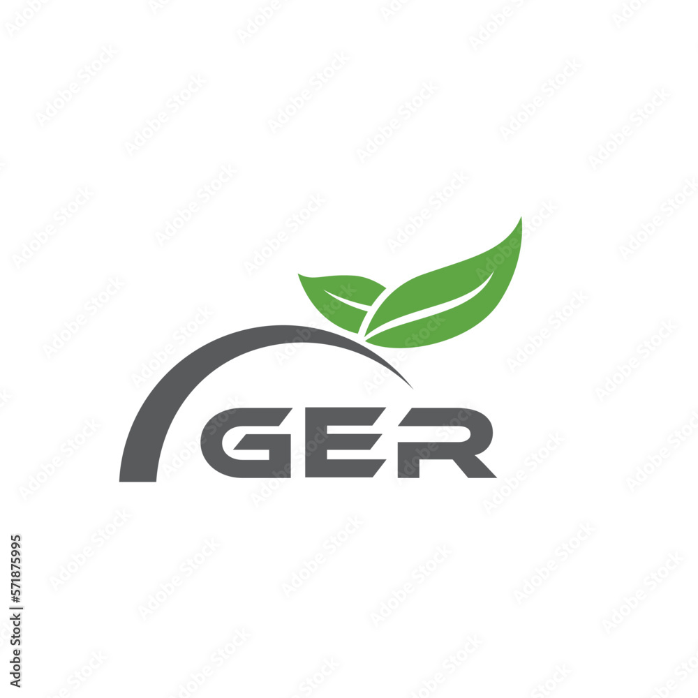 Fototapeta premium GER letter nature logo design on white background. GER creative initials letter leaf logo concept. GER letter design.