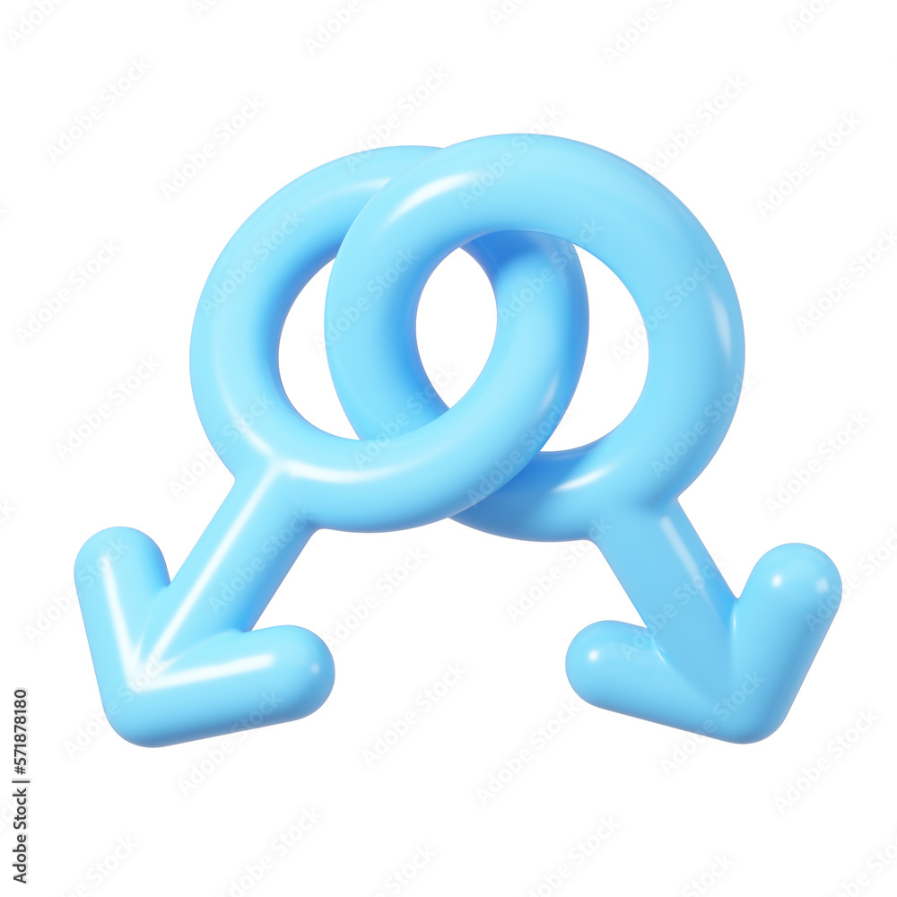 Homosexual blue color sign. 3d render illustration.