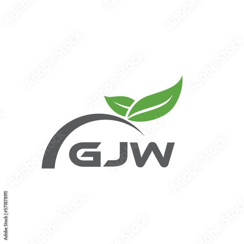 GJW letter nature logo design on white background. GJW creative initials letter leaf logo concept. GJW letter design.
