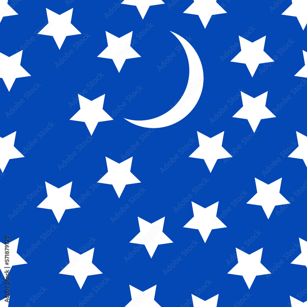 simple vector pattern stars with moon on blue simple vector pattern stars with moon on blue