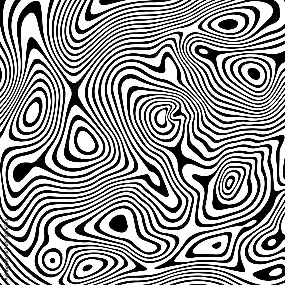 Smooth line effect. Abstract liquid wavy background. Grunge texture. Op art, optical illusion.