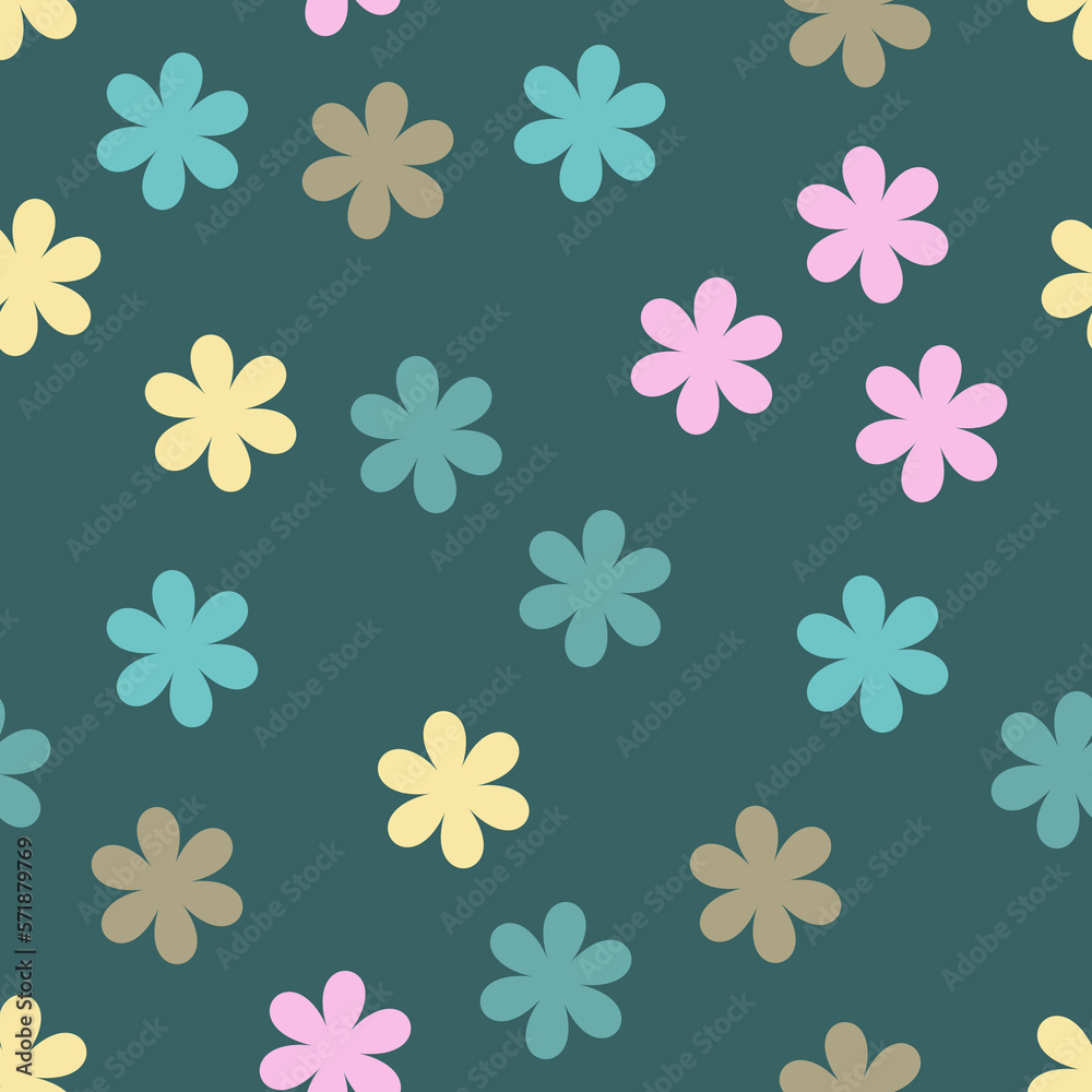 simple vector illustration abstract flowers pattern