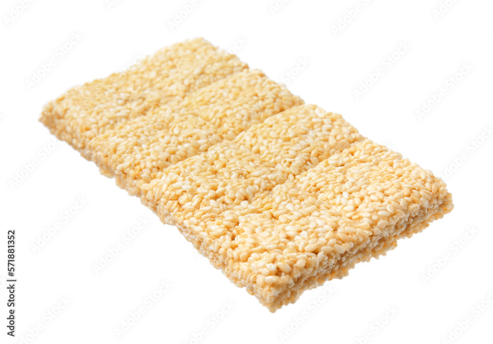 Delicious sesame kozinaki bar isolated on white Delicious sesame kozinaki bar isolated on white