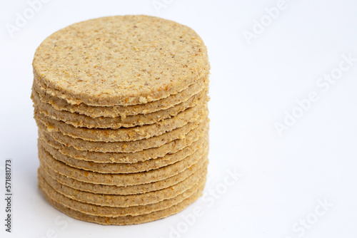 Oatcakes on a white background.