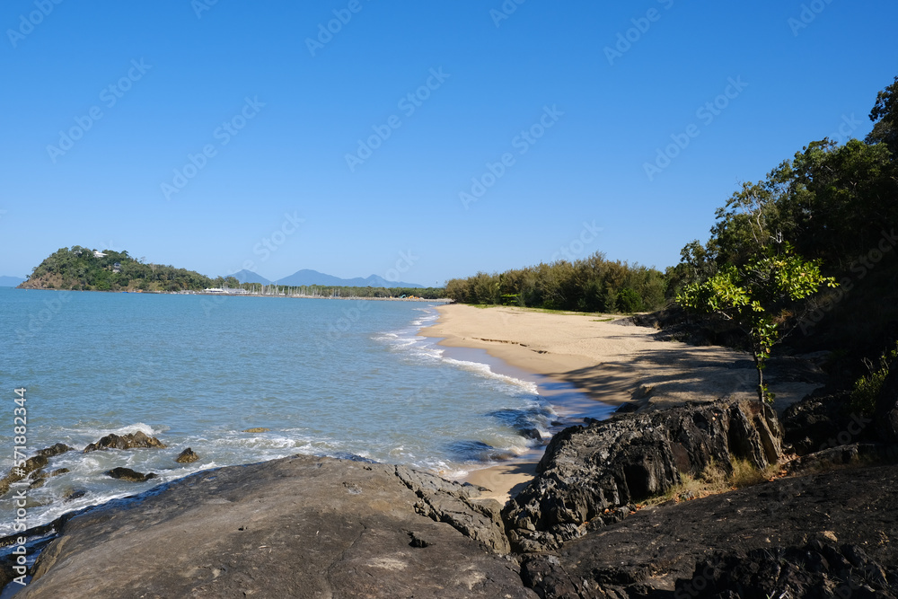 view over the ocean with Christal clear blue water on the background and a blue cloudless sky view over the ocean with Christal clear blue water on the background and a blue cloudless sky