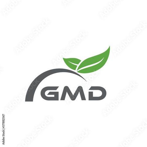 GMD letter nature logo design on white background. GMD creative initials letter leaf logo concept. GMD letter design. photo