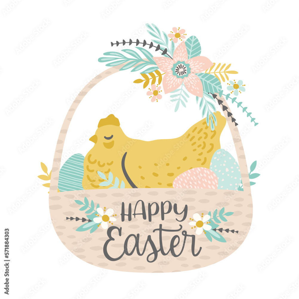 Happy Easter. Vector isolated illustration for card, poster, flyer and other use.