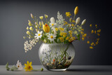 Vase with spring flowers, generative ai