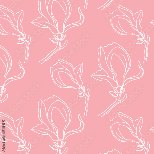 magnolia flower pattern drawing textile