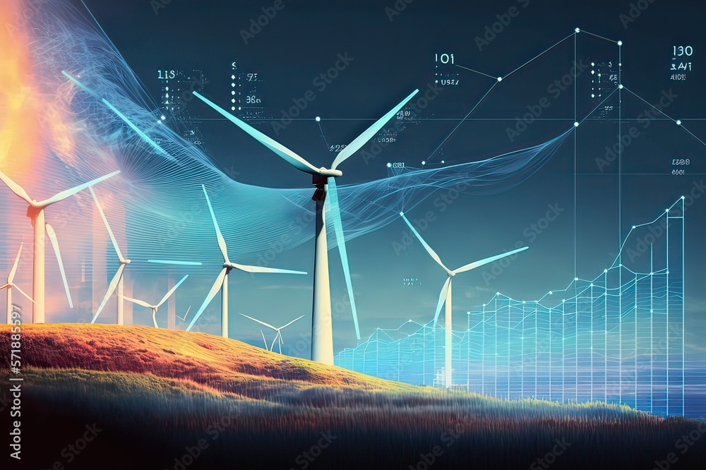 Energy prices rising concepts: Rising energy costs, renewable sources and finance. Photo generative AI. - obrazy, fototapety, plakaty 