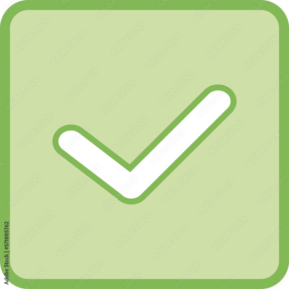 There is a tick in the green square pattern There is a tick in the green square pattern
