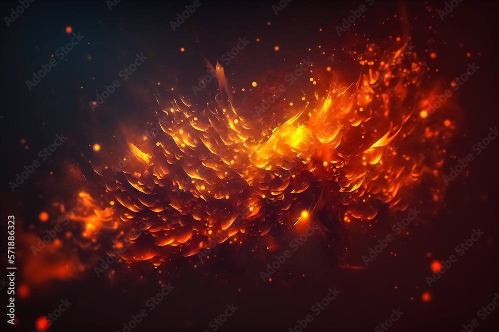 Abstract fiery background with sparks. Bright wallpaper. Generative AI