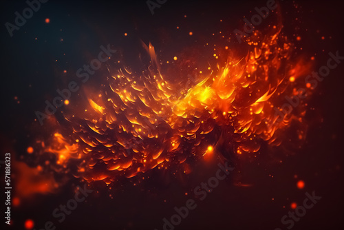 Abstract fiery background with sparks. Bright wallpaper. Generative AI © A.Chyzhevskyi
