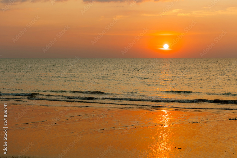 Beautiful orange sunset in the sea