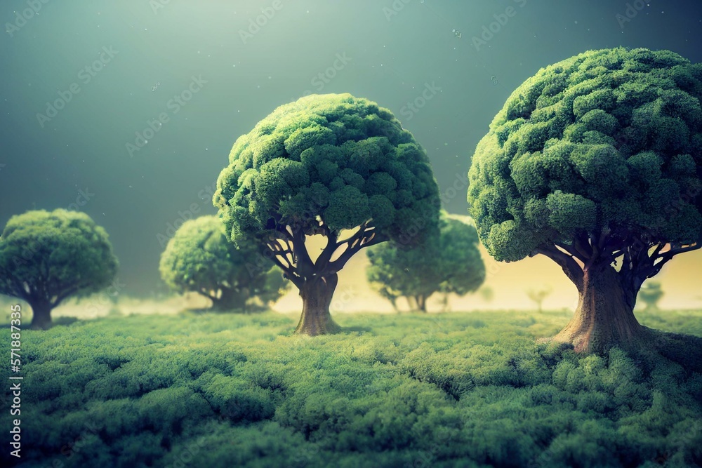 Mechanical trees for capturing carbon dioxide, carbon sequestration concept. Climate change