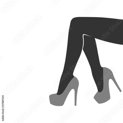 Women legs in high heel shoes graphic icon. Female feet isolated sign on white background. Vector illustration