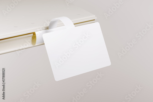 Advertising shelf rectangular wobbler mockup. 3D rendering
