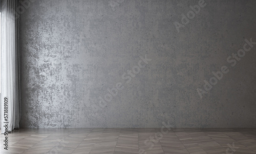 Modern cozy empty living room and dark texture wall background interior design / 3D rendering  © teeraphan