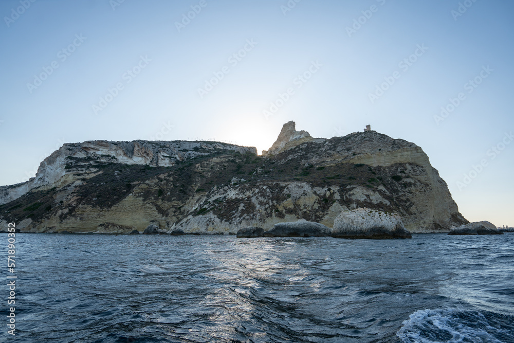 Sardinia, Cagliari, panorama of devil 's saddle on a boat