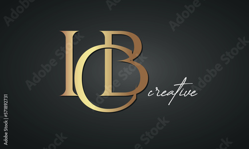 luxury letters ICB golden logo icon  premium monogram, creative royal logo design photo