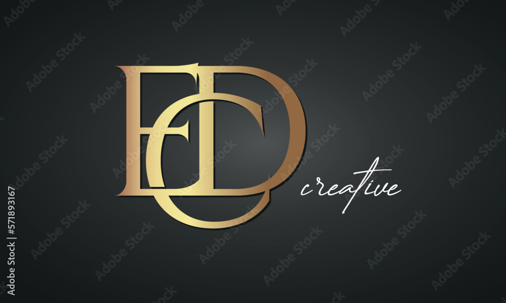 luxury letters ECD golden logo icon premium monogram, creative royal ...
