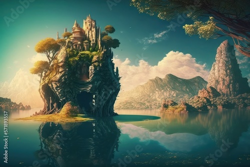 Fantasy landscape. Fairy tale atmosphere. AI generated