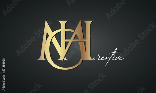 luxury letters MCH golden logo icon  premium monogram, creative royal logo design