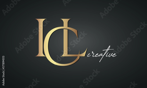 luxury letters ICL golden logo icon  premium monogram, creative royal logo design photo