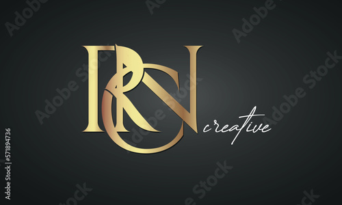 luxury letters RCN golden logo icon  premium monogram, creative royal logo design photo