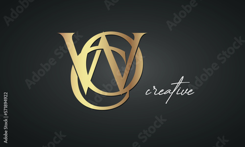 luxury letters WCO golden logo icon  premium monogram, creative royal logo design photo