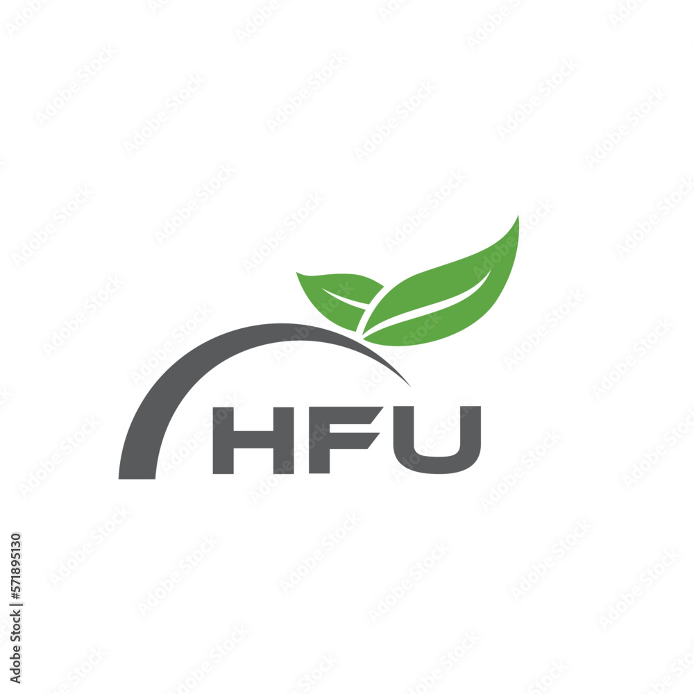 HFU letter nature logo design on white background. HFU creative initials letter leaf logo concept. HFU letter design. HFU letter nature logo design on white background. HFU creative initials letter leaf logo concept. HFU letter design.