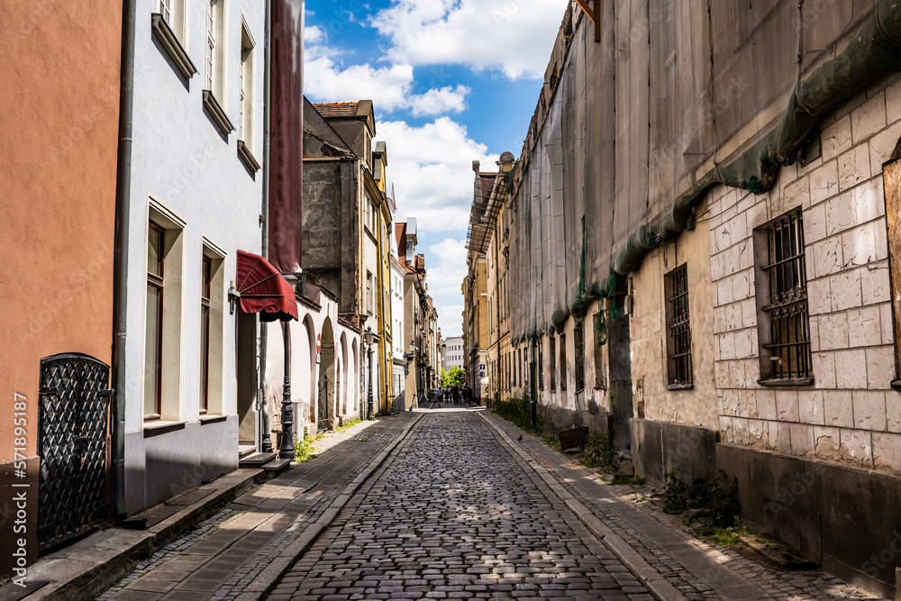 Beautiful narrow street in the central part of Poznan Beautiful narrow street in the central part of Poznan