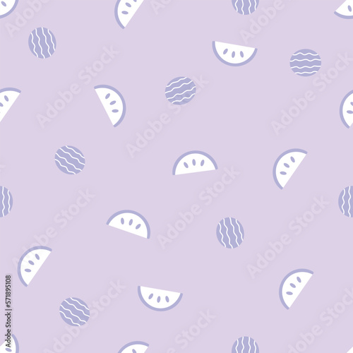 Cute purple pastel watermelon doodle pattern © waruntorn