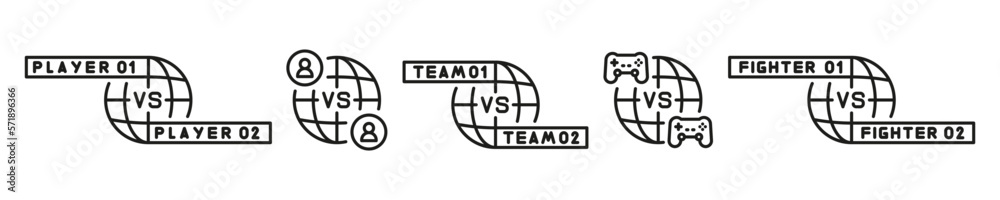 Online gaming icon. Player vs player. Game controller icon. Fighter versus fighter, team battle. Vector illustration Online gaming icon. Player vs player. Game controller icon. Fighter versus fighter, team battle. Vector illustration