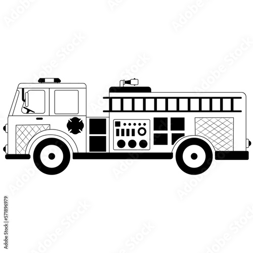 Fire engine icon vector. Fire truck illustration sign collection. Fire Department symbol or logo.