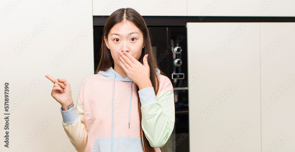 asian pretty woman at new home kitchen asian pretty woman at new home kitchen