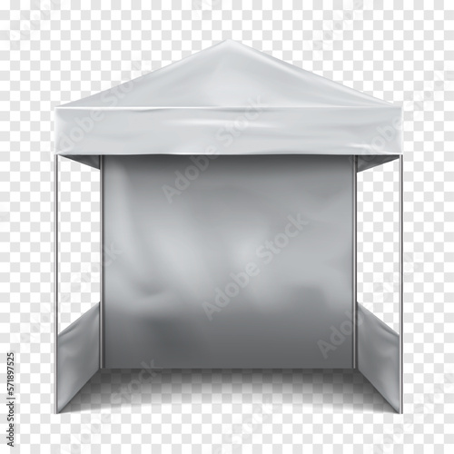 White blank promotional canopy tent vector mockup. Pop-up gazebo realistic mock-up. Foldable event marquee. Template for design