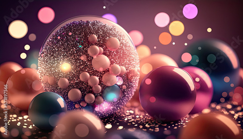 Glittery balls background, Generative AI © BlueBlissByKatia