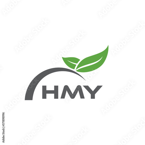 HMY letter nature logo design on white background. HMY creative initials letter leaf logo concept. HMY letter design.