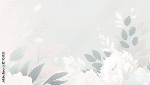 Empty pink background with hand drawn flowers at the bottom of the image