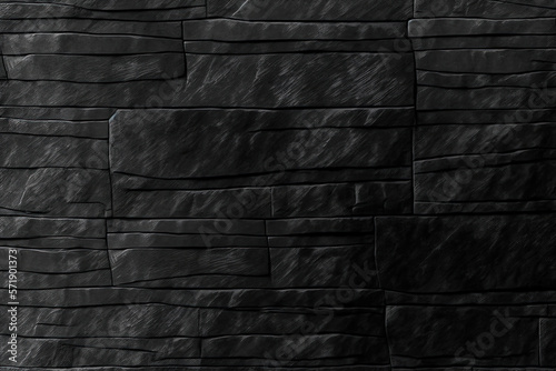 Dark grey black slate texture for background and design art work. Black stone wall. Generative AI. 