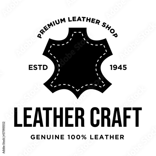 Premium creative leather logo design. Leather shop logo 