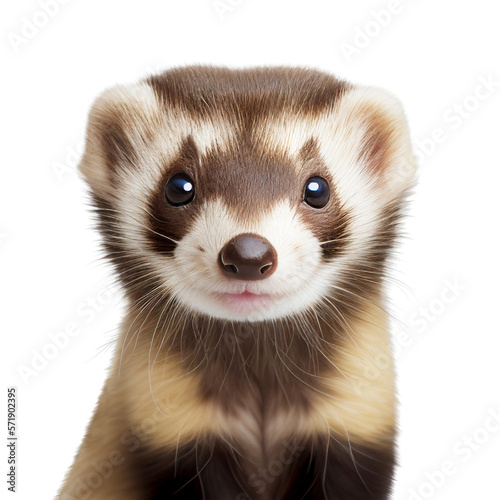 ferret face shot isolated on transparent background cutout photo