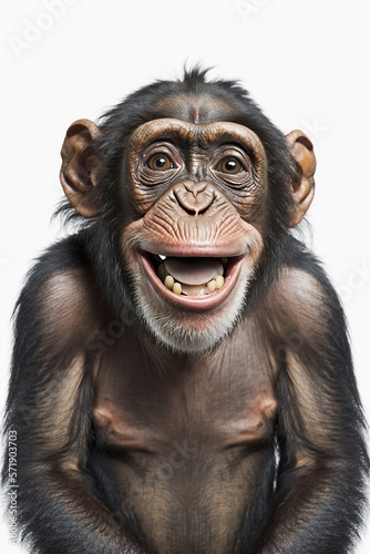 Smiling happy Chimpanzee. generative AI © Kurosch