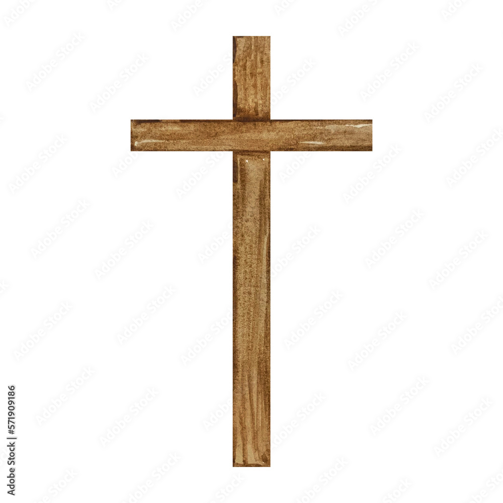 Watercolor cross, Easter religious symbol