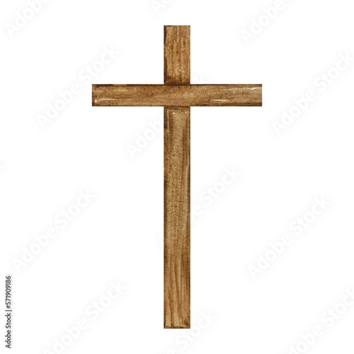 Watercolor cross, Easter religious symbol