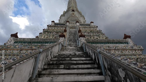 Outside view of the Wat Arun buddhist temple in the city of Bangkok photo