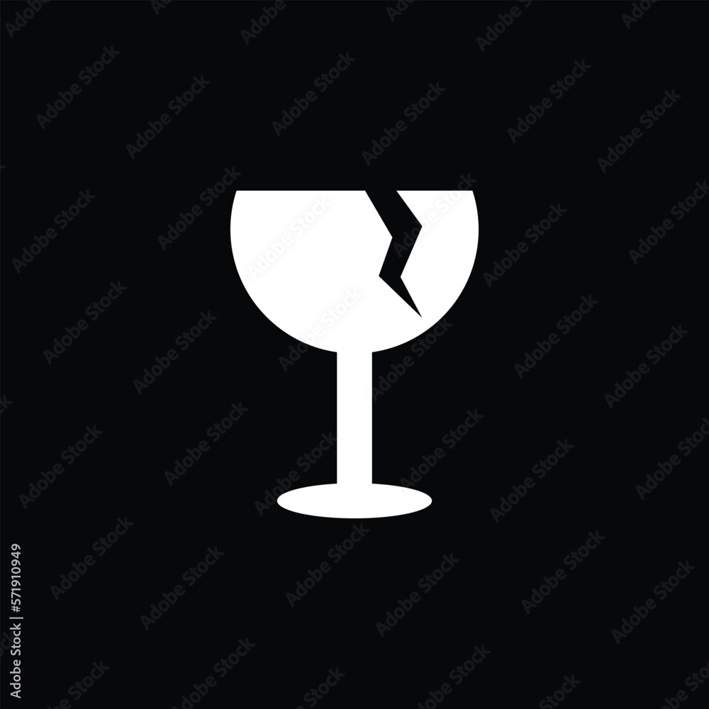 Vector fragile symbol on black background Vector fragile symbol on black background