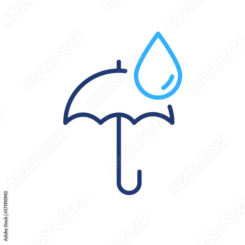 Umbrella Line Icon. Rain Concept Color Linear Pictogram. Umbrella Protective from Rain Outline Icon. Editable Stroke. Isolated Vector Illustration
